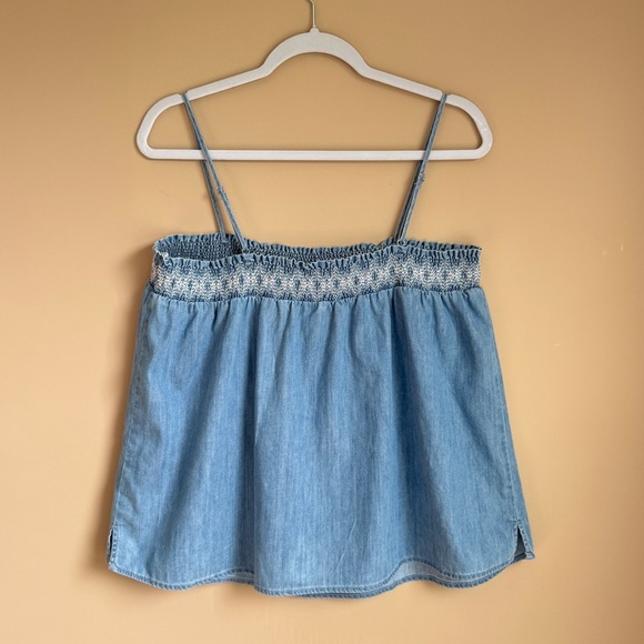 Vince Camuto Summer Bloom Chambray Embroidered Tank Top Size XL - Picture 3 of 11